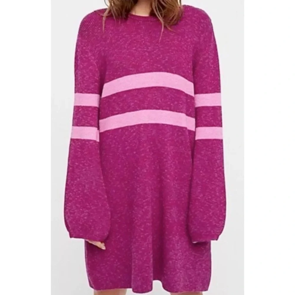 Free‎ People On Your Team Sweater Mini Dress Size XS - Purple/Pink